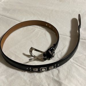 Brighton Edelweiss-like Black Leather Belt